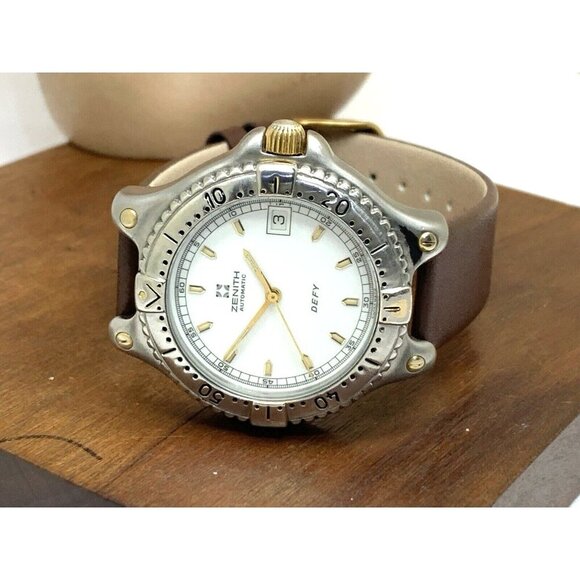 Zenith Defy Men's Watch Swiss Automatic White Dial Date Brown Leather Band 38mm - Picture 8 of 14